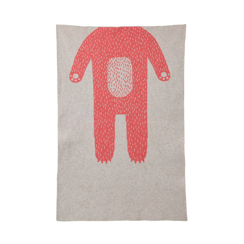 Donna Wilson Bear Mini Knitted Blanket – Grey & Pink