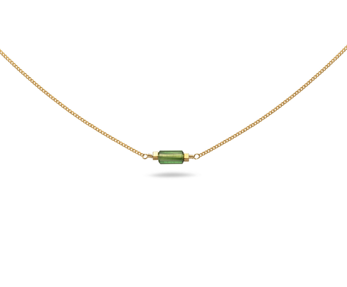 Mim Best Tourmaline bead necklace, 9ct yellow Gold, electroplated Hematite