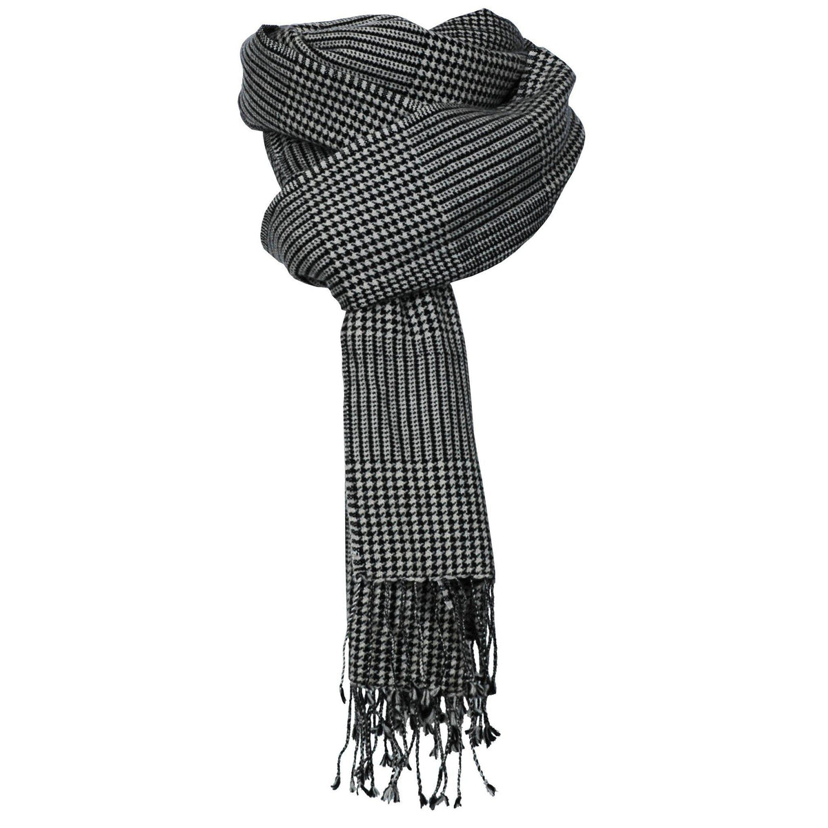 Cashmere Travel Houndstooth Monochrome Wrap - IndependentBoutique.com