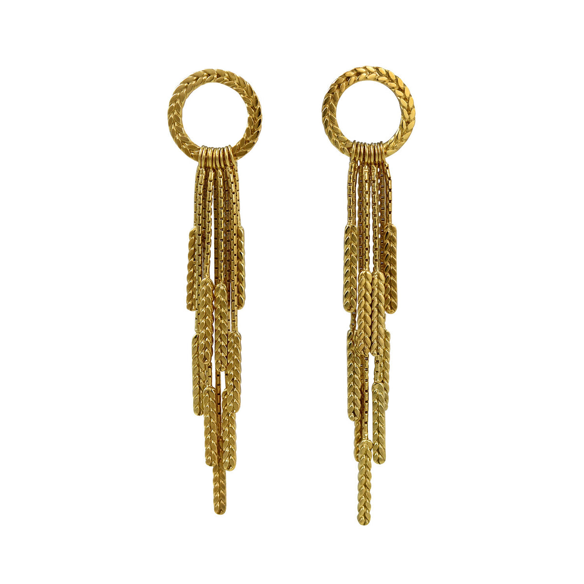 Gold Demeter Large Tassel Earrings — Cara Tonkin