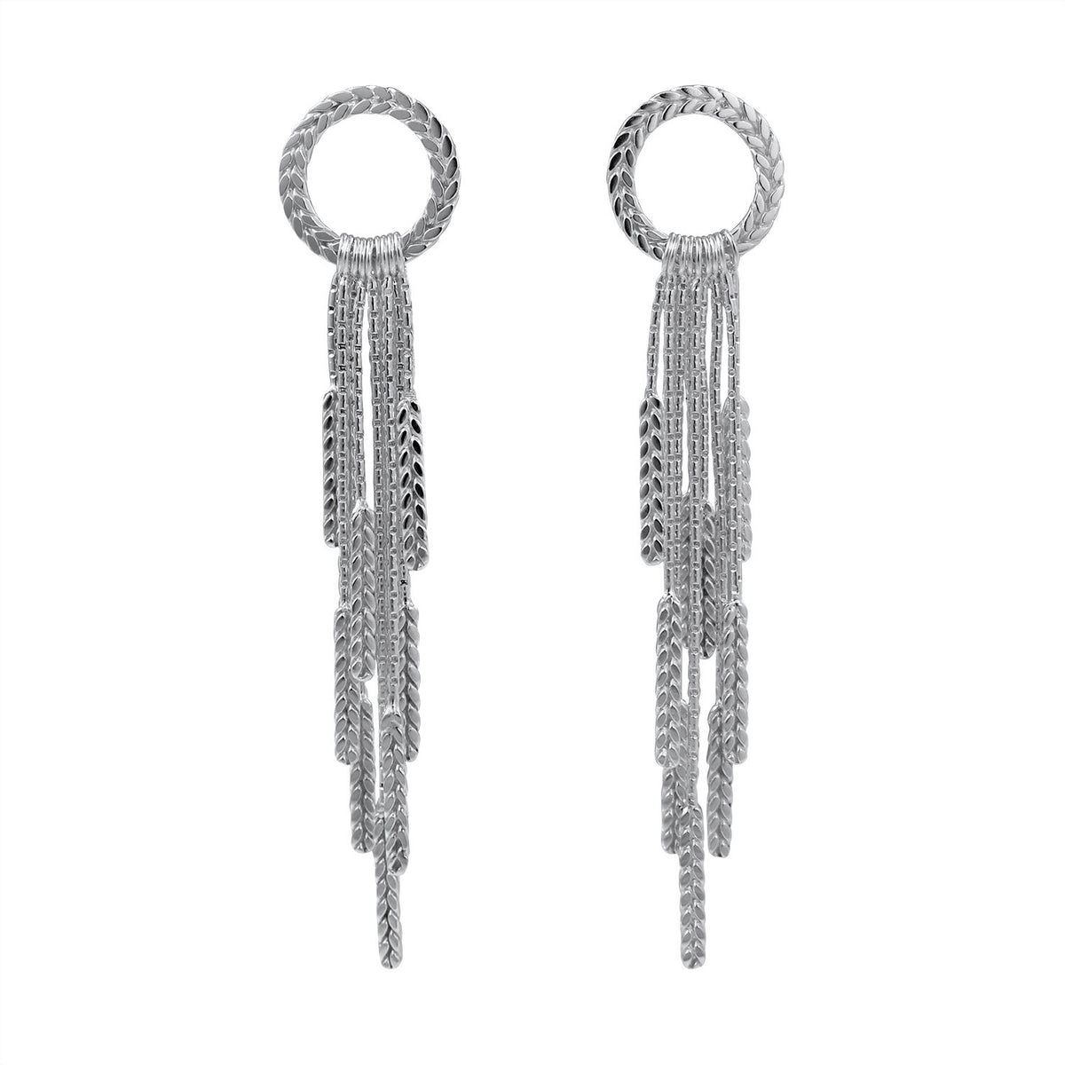 Silver Demeter Large Tassel Earrings — Cara Tonkin