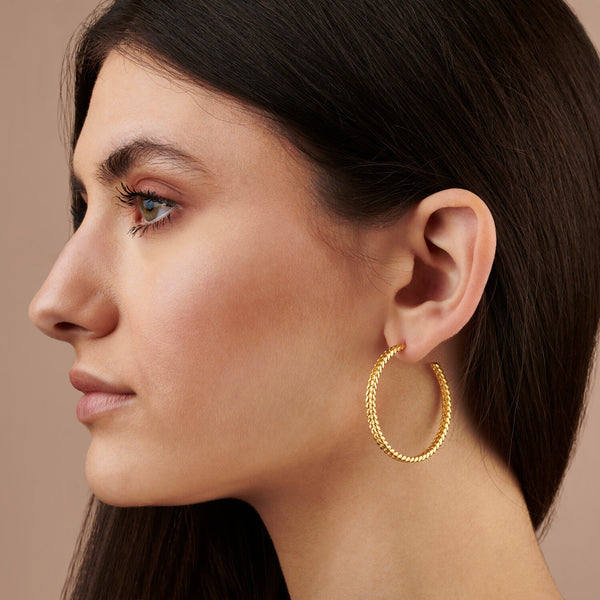 Gold Demeter Large Hoop Earrings — Cara Tonkin