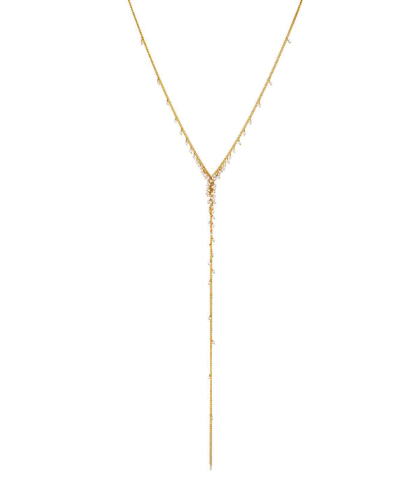 dewdrop lariat necklace with pearls in gold vermeil