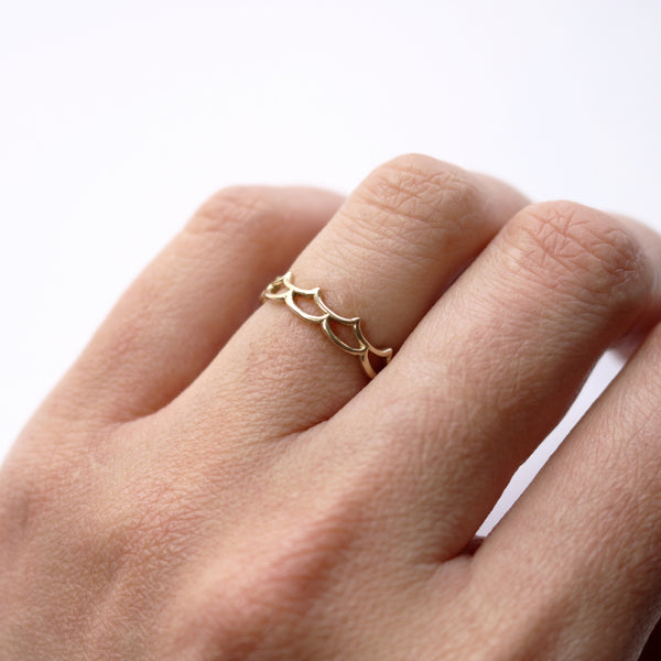 Gold Double Scallop Lace Ring — Cara Tonkin