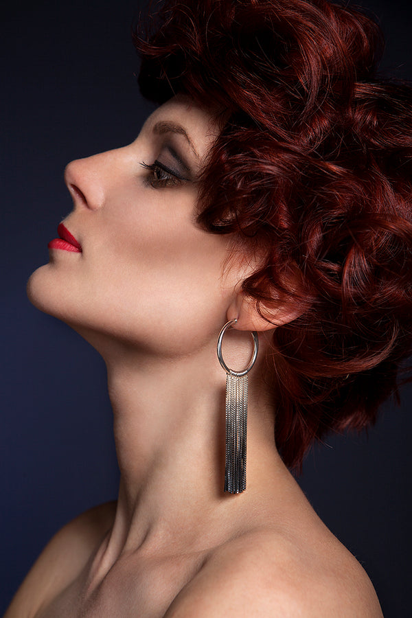 Oxidised Silver & Gold Vesper Large Hoop Earrings — Cara Tonkin