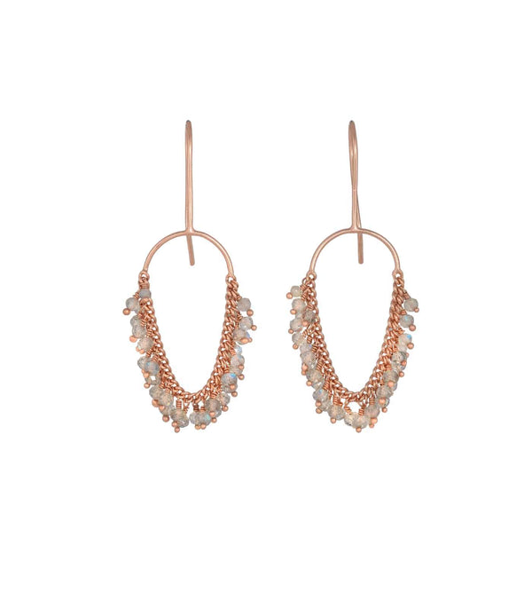 Rose gold  and Labradorite Loop Earrings