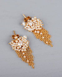 Pearl & Gold Vermeil Tassel Stud Earrings - IndependentBoutique.com
