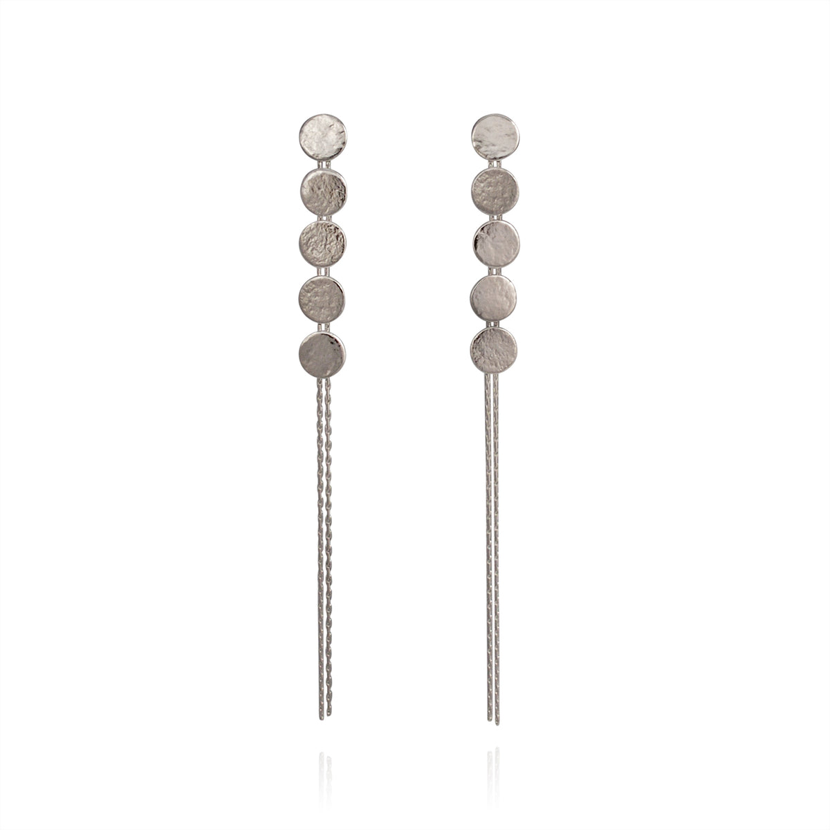 Silver Paillette 5 Disc Drop Earrings — Cara Tonkin