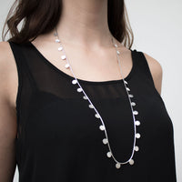 Gold Paillette Long Disc & Bead Necklace — Cara Tonkin