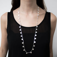 Gold Paillette Long Disc & Bead Necklace — Cara Tonkin