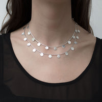 Gold Paillette Long Disc & Bead Necklace — Cara Tonkin
