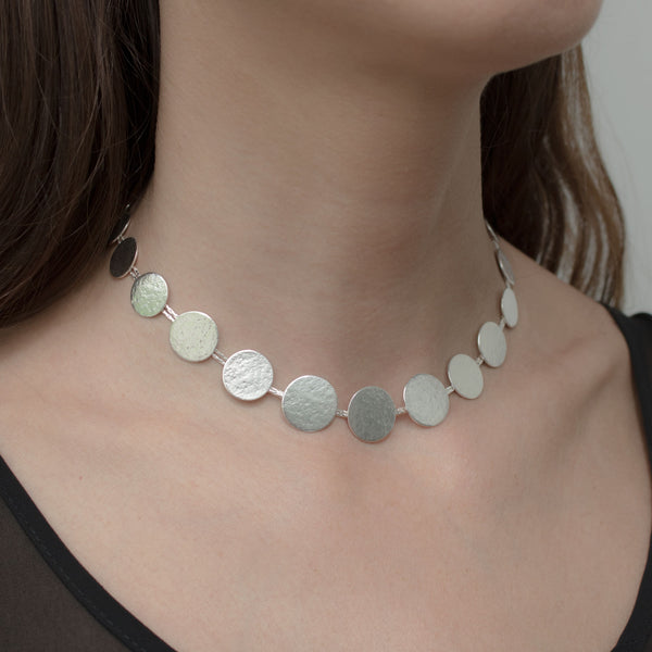 Silver Paillette Graduated Disc Collar — Cara Tonkin