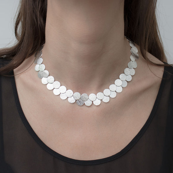 Silver Paillette Double Row Disc Collar — Cara Tonkin