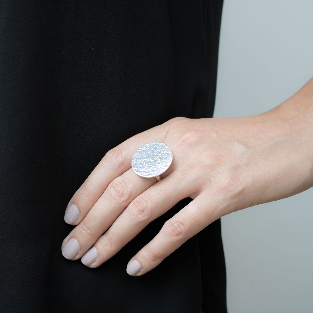 Silver Paillette Large Disc Ring — Cara Tonkin