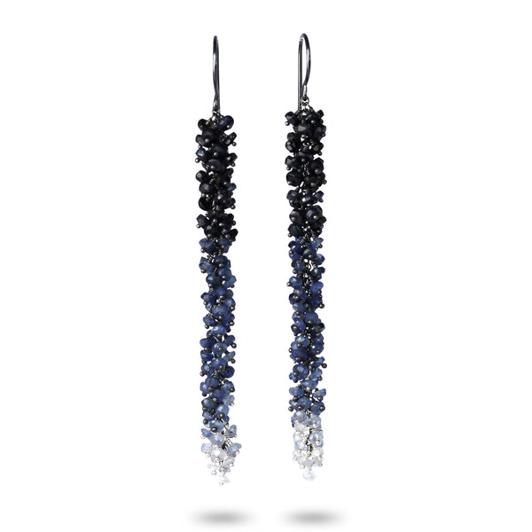 Sapphire & Oxidised Silver Ombré Earrings - IndependentBoutique.com