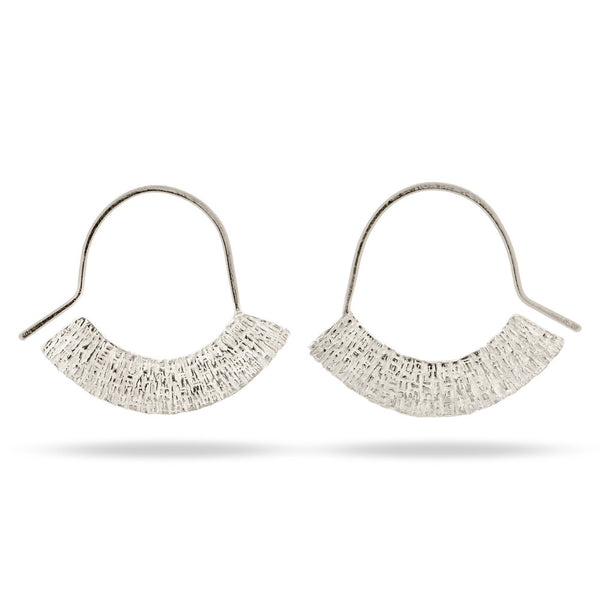 silver embossed hoop earrings at IndependentBoutique.com