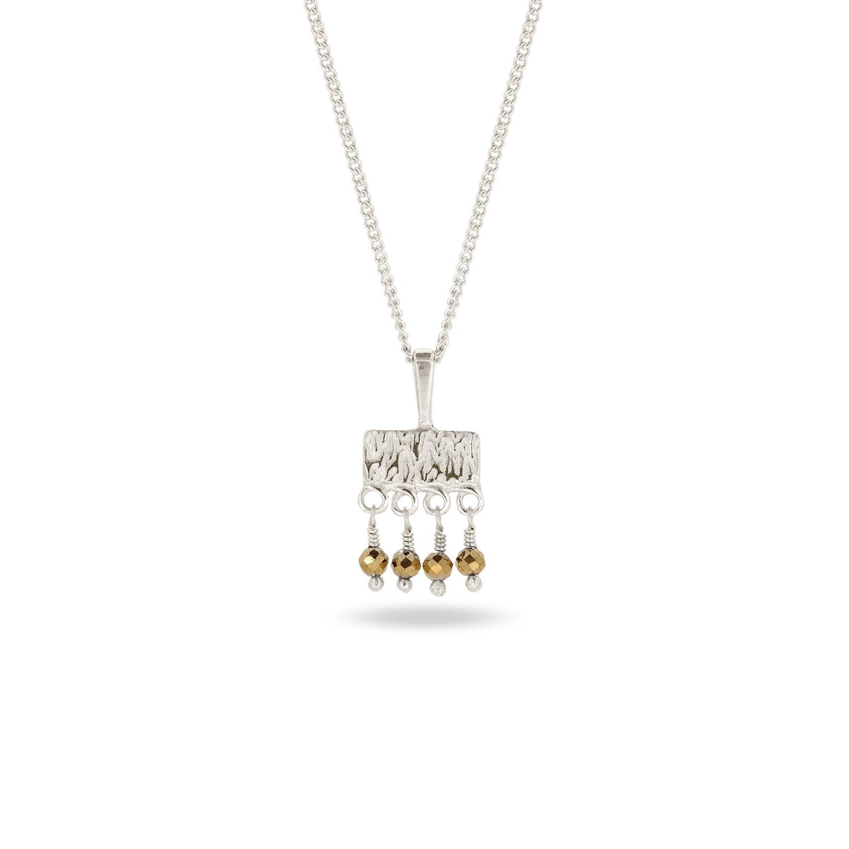 Mim Best Small stamped pendant, Silver, Gold plated Pyrite