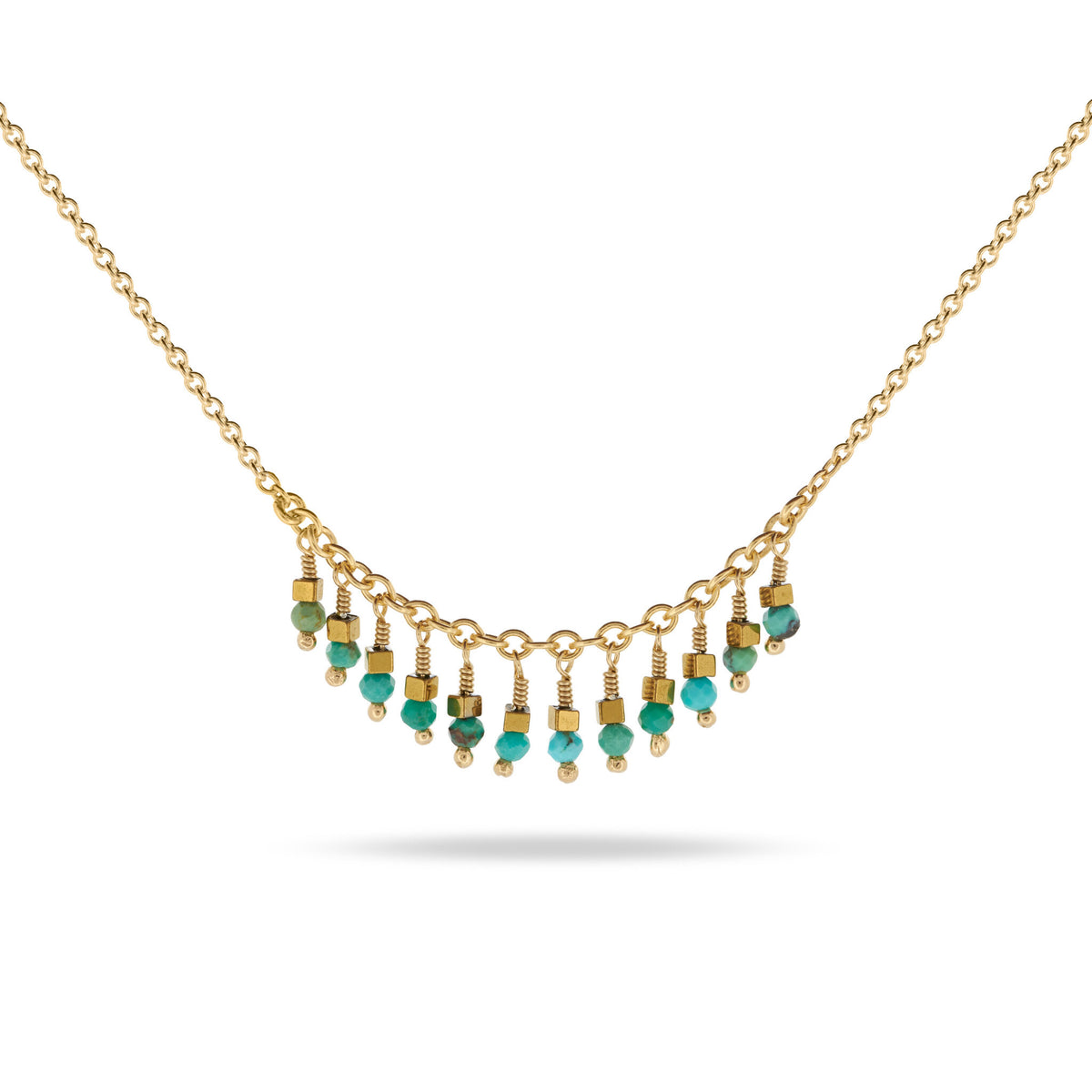 Mim Best Bead necklace, 14ct Gold vermeil, Turquoise, electroplated Hematite