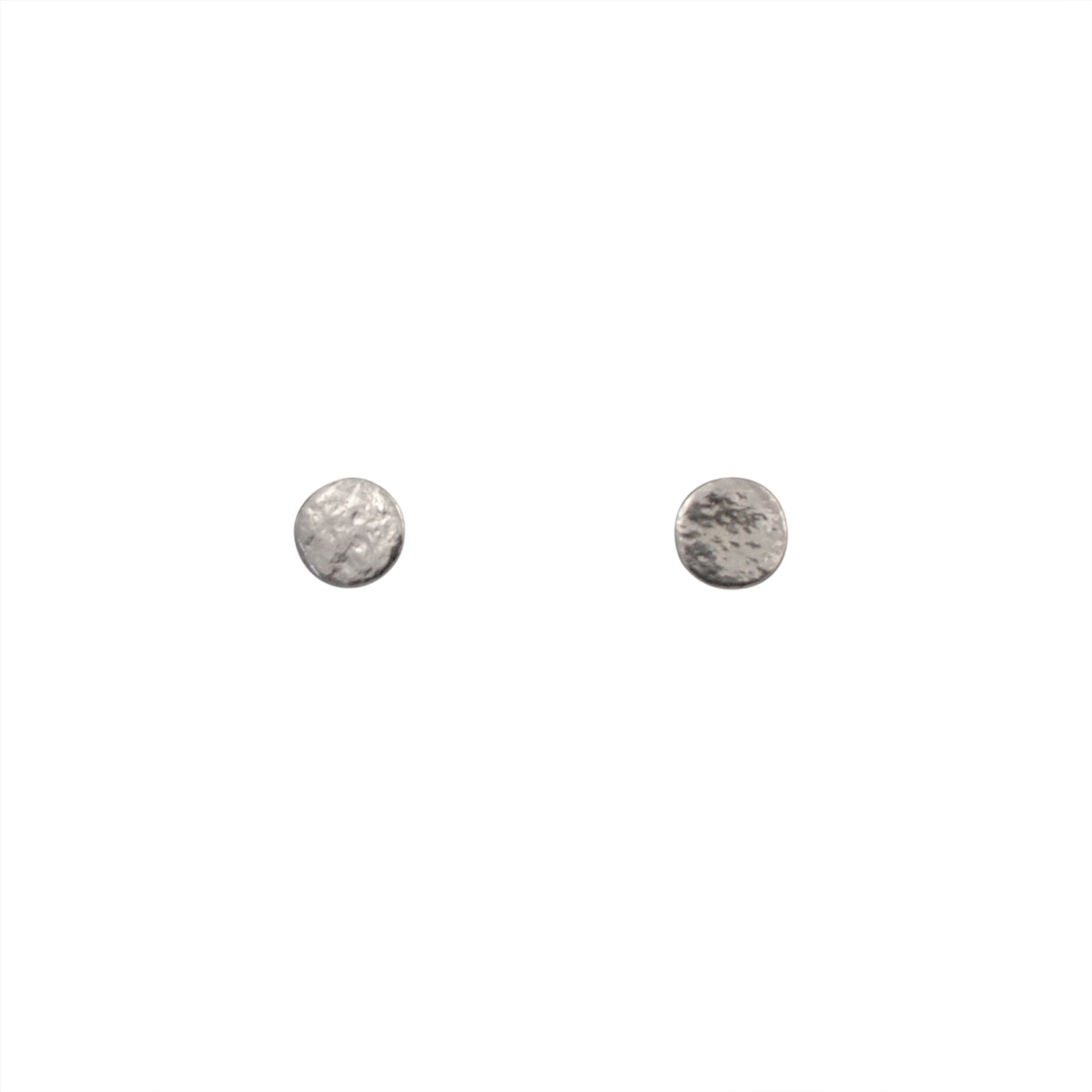 Silver stud round flat earrings in small