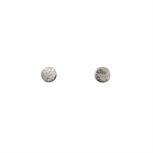 Silver stud round flat earrings in small