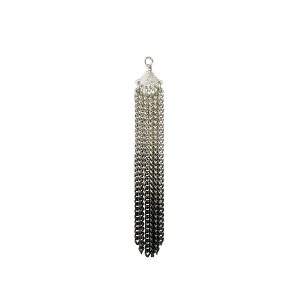 Silver Dangly Interchangeable Tassel/Stud Earrings back view. 