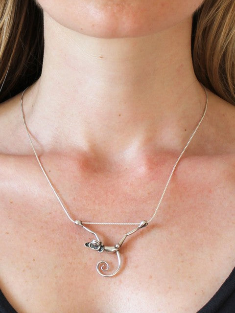 Silver Toy Monkey Necklace - IndependentBoutique.com