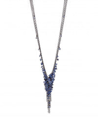 Sapphire and Oxidised Silver ‘V’ Tassel Necklace - IndependentBoutique.com