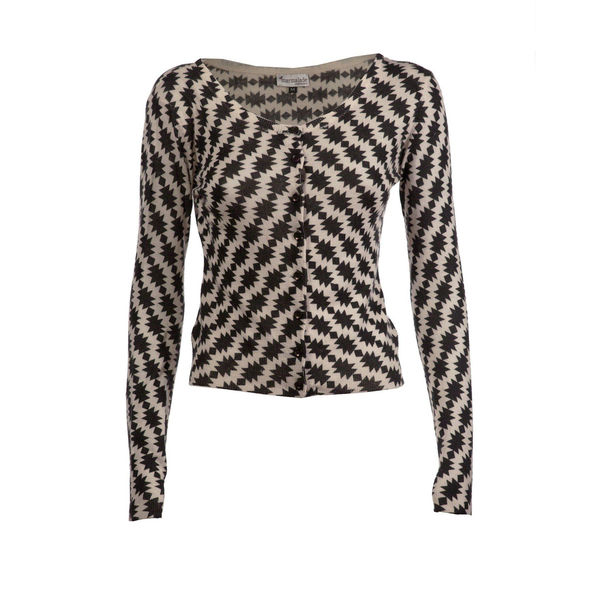 Black & Grey Cashmere Printed Cardi - IndependentBoutique.com