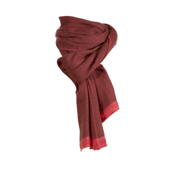 Cashmere Woven Herringbone Coral Travel Wrap - IndependentBoutique.com