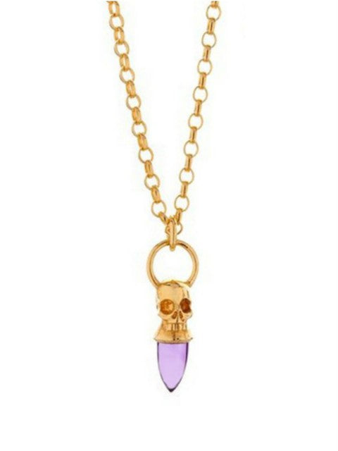 Voodoo Skull Necklace - Gold Vermeil & Amethyst - IndependentBoutique.com