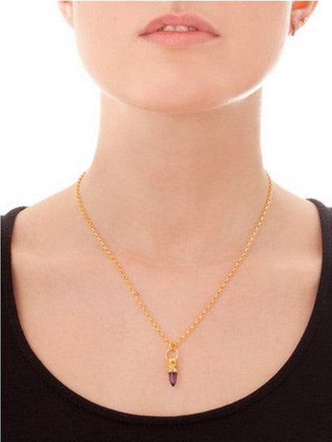 Voodoo Skull Necklace - Gold Vermeil & Amethyst - IndependentBoutique.com