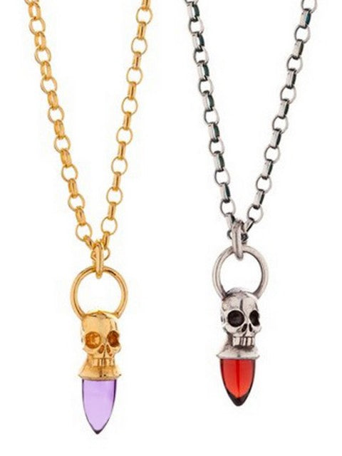 Voodoo Skull Necklace - Gold Vermeil & Amethyst - IndependentBoutique.com