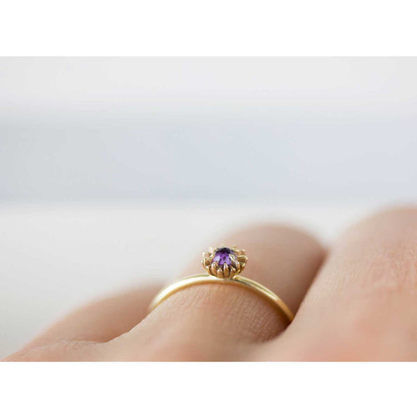 Dahlia Bud Amethyst  Ring – Silver/Gold/Rose Gold — Lee Renee