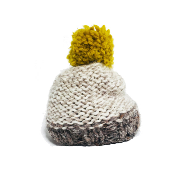 Charcoal & Mustard Woolly Knitted Beanie - IndependentBoutique.com