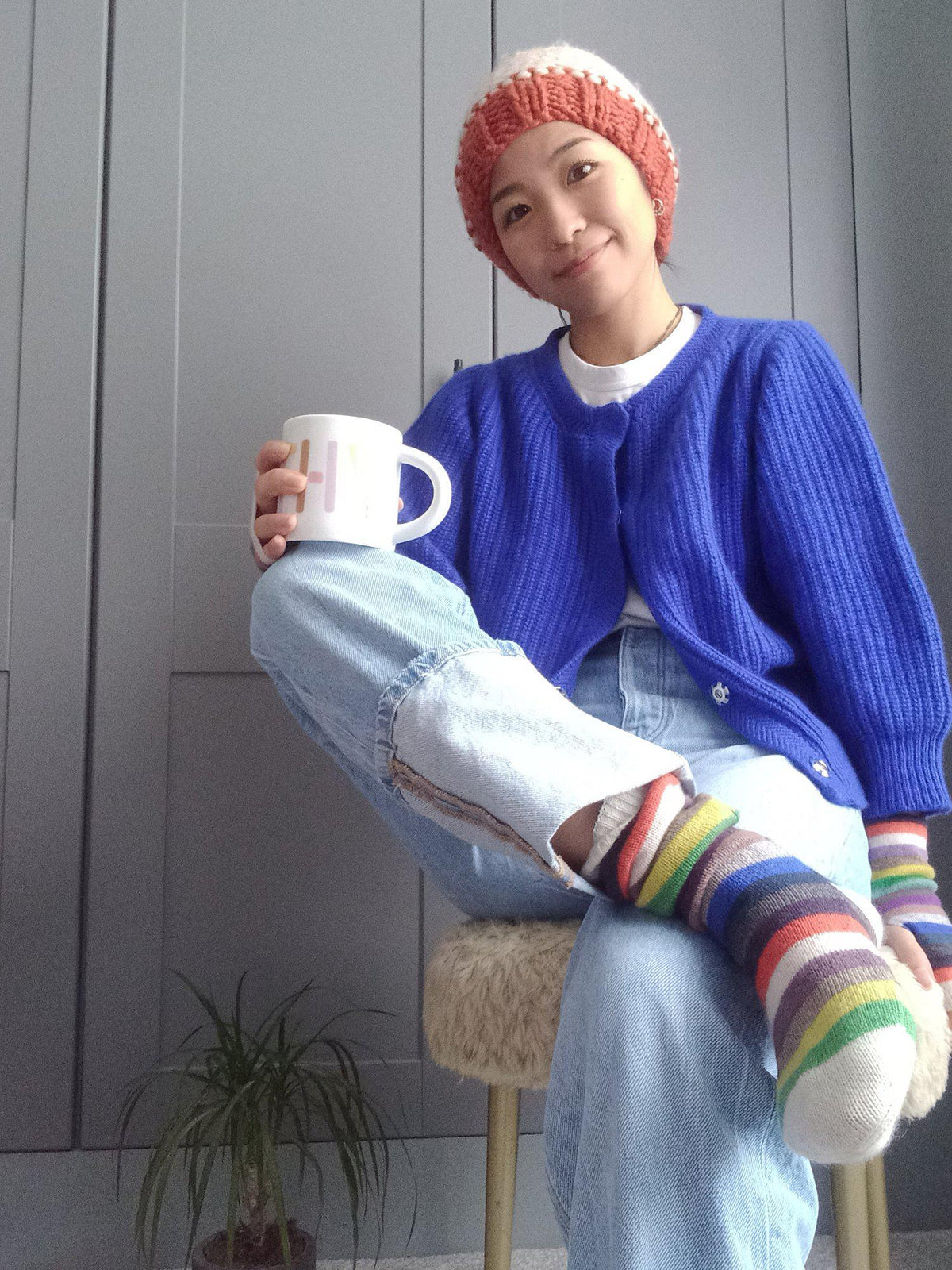 Multicolour Cashmere Stripy Long Sock