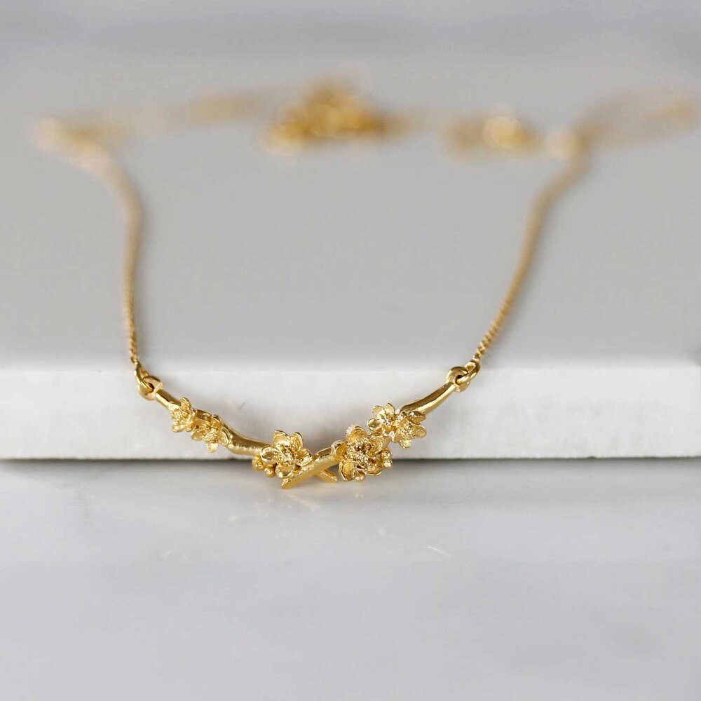 Cherry Blossom Branch Necklace – Silver/Gold/Rose Gold — Lee Renee