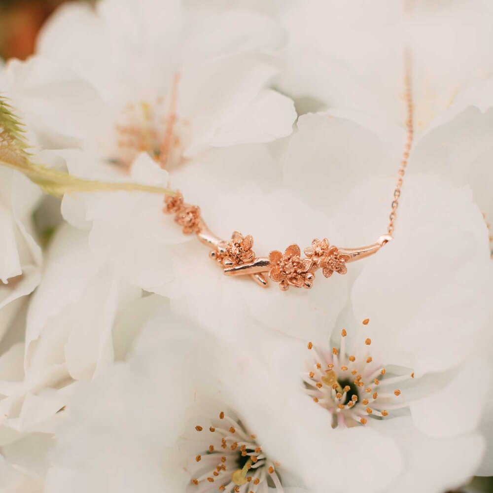 Cherry Blossom Branch Necklace – Silver/Gold/Rose Gold — Lee Renee