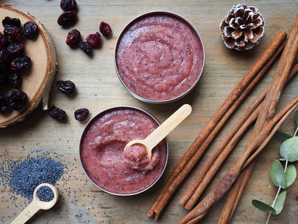 2 pots of cranberry spice sugar body scrub from Myrtle & Soap