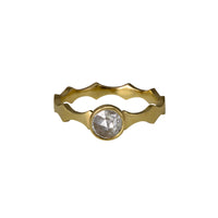 Gold Double Edge Scallop Diamond Ring — Cara Tonkin