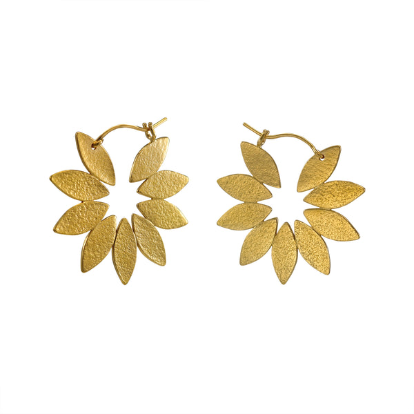 Gold Icarus Fanned Hoop Earrings by Cara Tonkin