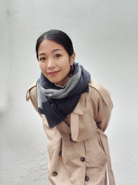 Cashmere Grey Check Travel Wrap close up - IndependentBoutique.com