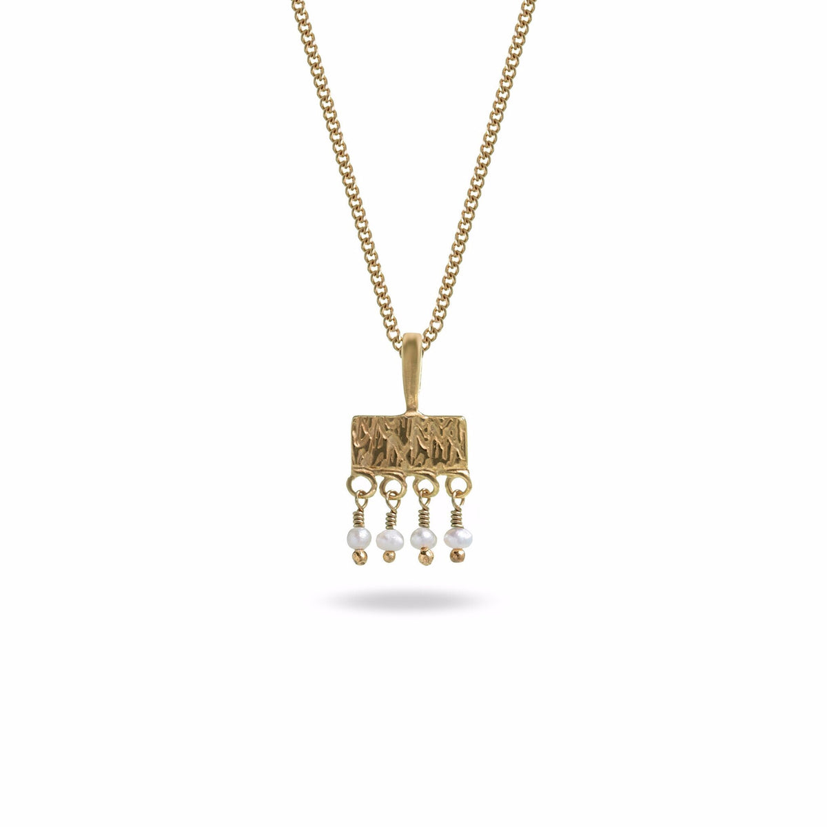 Mim Best Small stamped pendant, 14ct Gold vermeil, freshwater Pearls