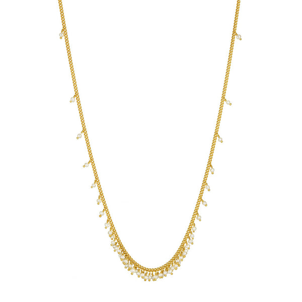 gold pearl chain graduated necklace