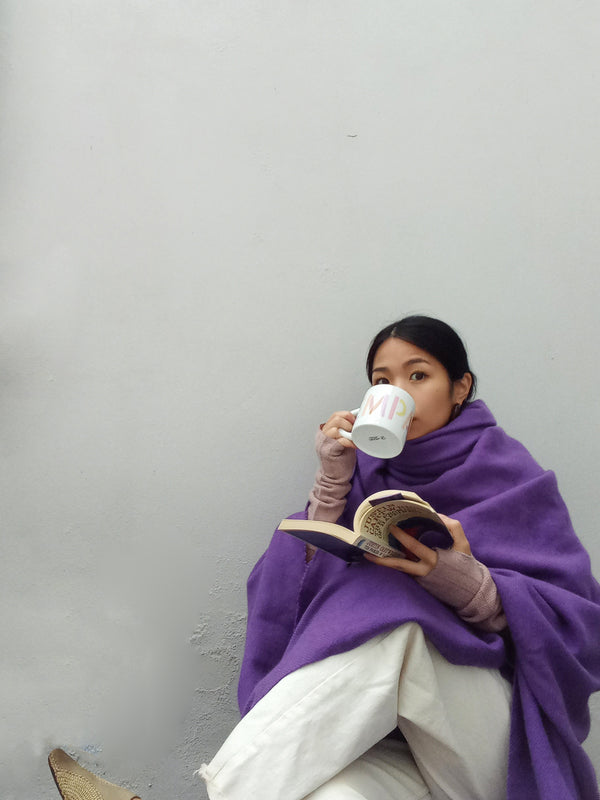 purple cashmere king size woven blanket