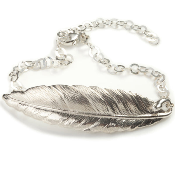 Silver Plated Feather Bracelet - IndependentBoutique.com