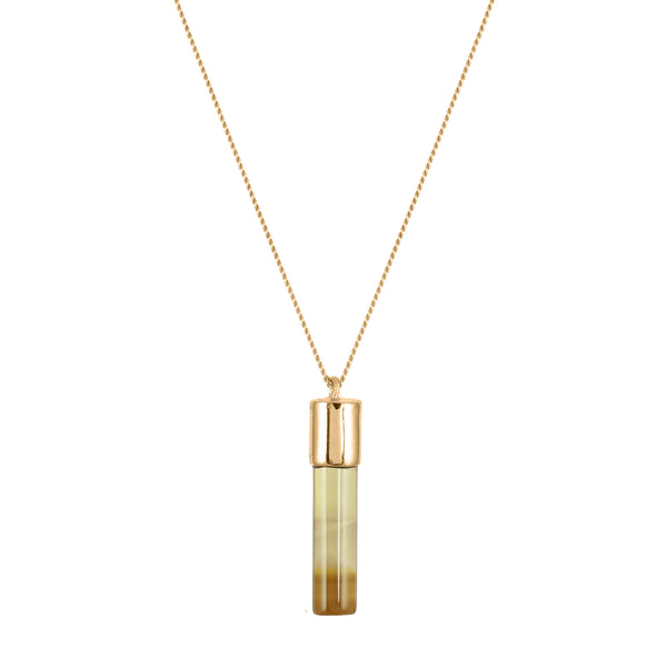 Smoky Quartz Cylinder Necklace - Gold - IndependentBoutique.com