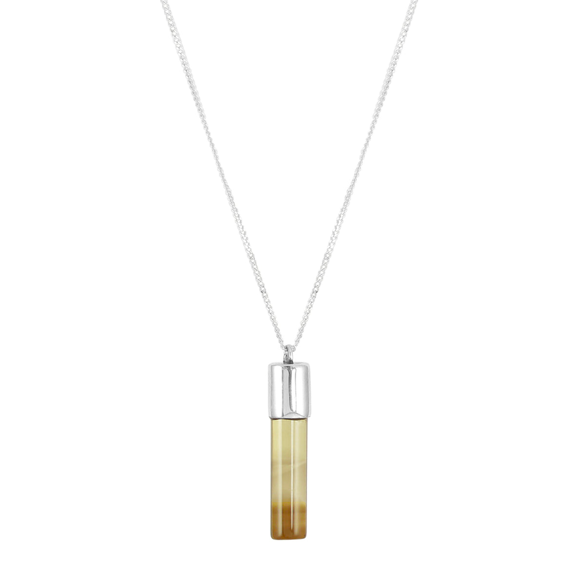 Smoky Quartz Cylinder Necklace - Silver - IndependentBoutique.com