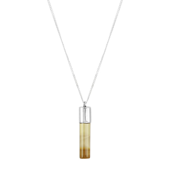 Smoky Quartz Cylinder Necklace - Silver - IndependentBoutique.com