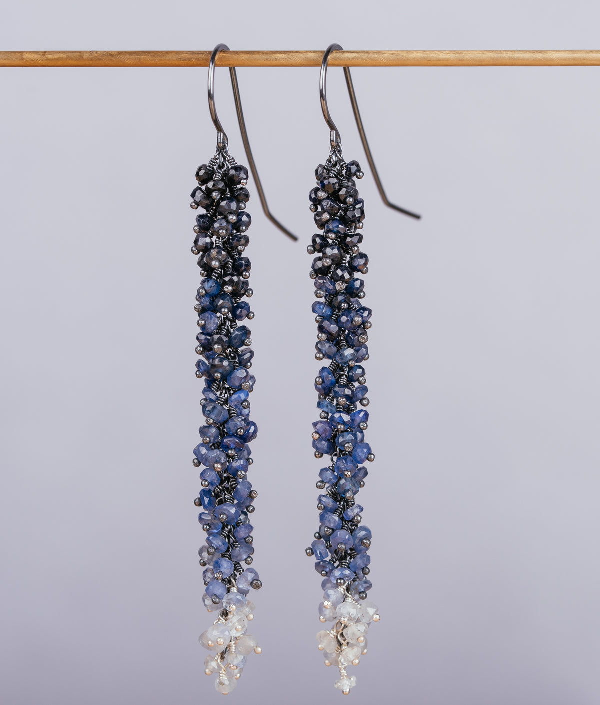 Sapphire & Oxidised Silver Ombré Earrings - IndependentBoutique.com