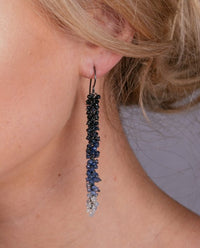 Sapphire & Oxidised Silver Ombré Earrings - IndependentBoutique.com